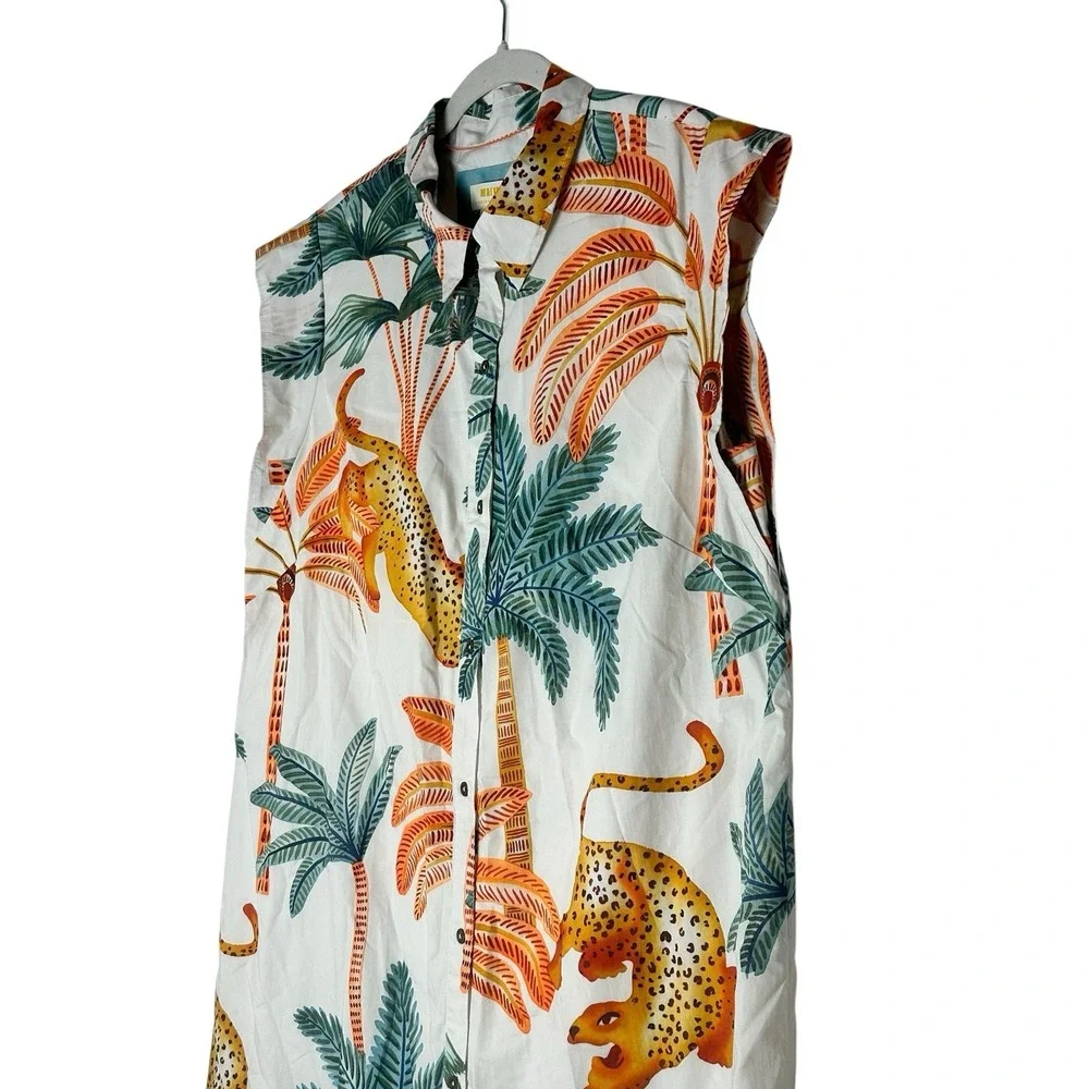 Maeve By Anthropologie Maxi Dress Women's Large Button-Front Tropical Resort - Picture 7 of 11